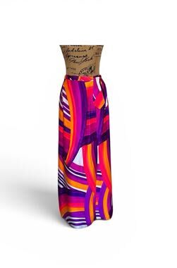 Vintage Personal Leslie Fay Bright Sateen Wrap Maxi Skirt Women's M